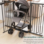 Cumbor 36" Extra Tall Baby Gate for Stairs, 29.7-57" Extra Wide Dog Gate for Doorways Hallways, Pressure Mounted Child Gate for Wide Opening, Auto Close Personal Safety for Babies and Pets, Black