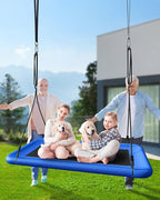 Tree Swing for Kids and Adults, 60" Waterproof Rectangle Platform Swing, 700lbs Heavy Duty with Adjustable Straps, Blue