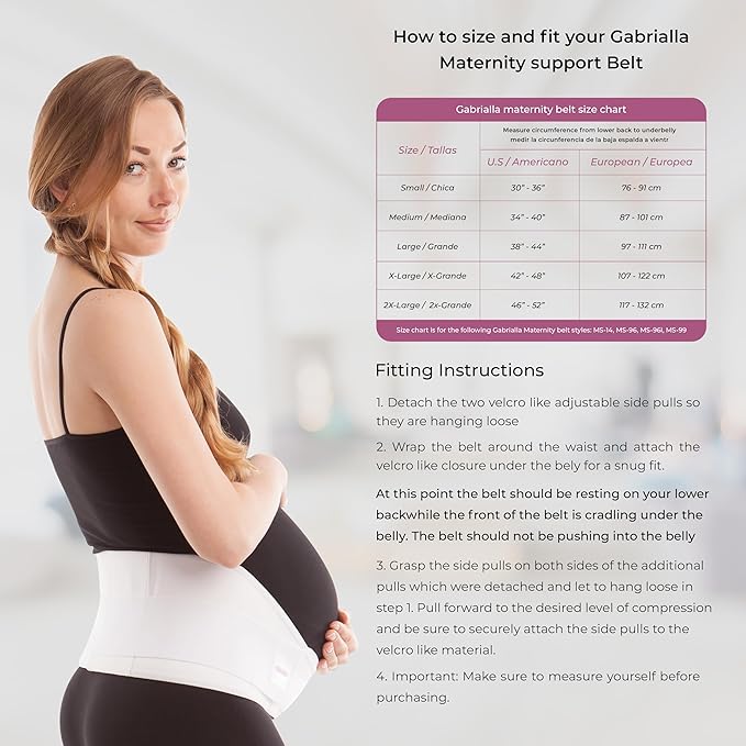 Gabrialla Made in USA Pregnancy Belly Band, Soft & Breathable Maternity Belly Band – Pregnancy Belt for Back, Pelvic & Waist