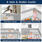 74x50 Inch Baby Playpen with Mat, Playpen with Cute Mat for Babies and Toddlers Play Pen Playards Safety Gate Fence Active Center Indoor