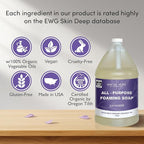SoCal Suds & Company 128oz Certified Organic Foaming Hand & Body Wash - Gentle Natural Body,Baby & Face Wash for Sensitive Skin, Moisturizing Soap, Hand Soap and More - Lavender