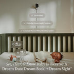 Owlet Dream Duo – FDA-Cleared Smart Baby Monitor with Sock & HD Video Cam 2K HD Video, Cry & Motion Alerts, Temp Monitoring
