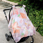 Car Seat Cover Baby, Infant Car Seat Canopy Covers for Newborn Girls Boys, Soft Minky Carseat Covers Stretchy Multi-Use Nursing Cover for Stroller Baby Car Seat, Purple Floral