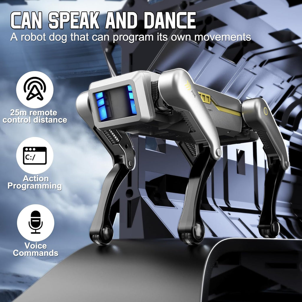 Robot Dog, AI Dog, AI Smart Pet, Will Dance and Kungfu, Voice/App/Remote Control, Support Action Programming, AI Robot Ideal Gift for Adults/Kids