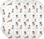 4 Pack Muslin Burp Cloths Boxer Dogs White Cotton Baby Burp Cloths Ultra Soft Burping Cloth Absorbent Spit Up Rags for Newborn Boys Girls 22x11 Inch
