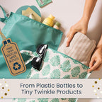 Tiny Twinkle Mess-Proof Waterproof Wet Dry Bag | 2-Pack Reusable Wet Bags for Swimsuits & Baby Clothes | Leakproof Wet Bag for Travel & Diaper Changes for Baby (Pink, Brown Checkers)