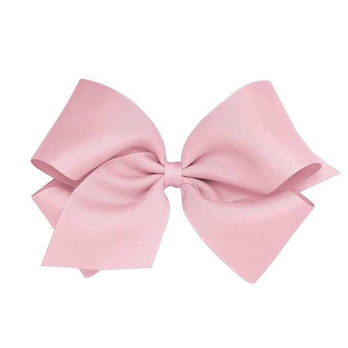 Wee Ones Girls' Plain Wrap Classic Grosgrain Hair Bows on a WeeStay No-Slip Hair Clip, Handmade, King, Sweet Nectar