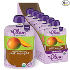 Plum Organics Just Mangos, 4+ Months - Organic Baby Food Pouches, 3.5 oz Pouch (Pack of 6)