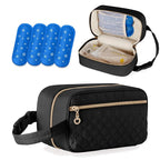 Damero Breastmilk Cooler Bag with 4 Ice Packs -Breastmilk Cooler Travel Bag Organizer with Detachable Buckle Handle for Daycare and Breastfeeding Mom,Black