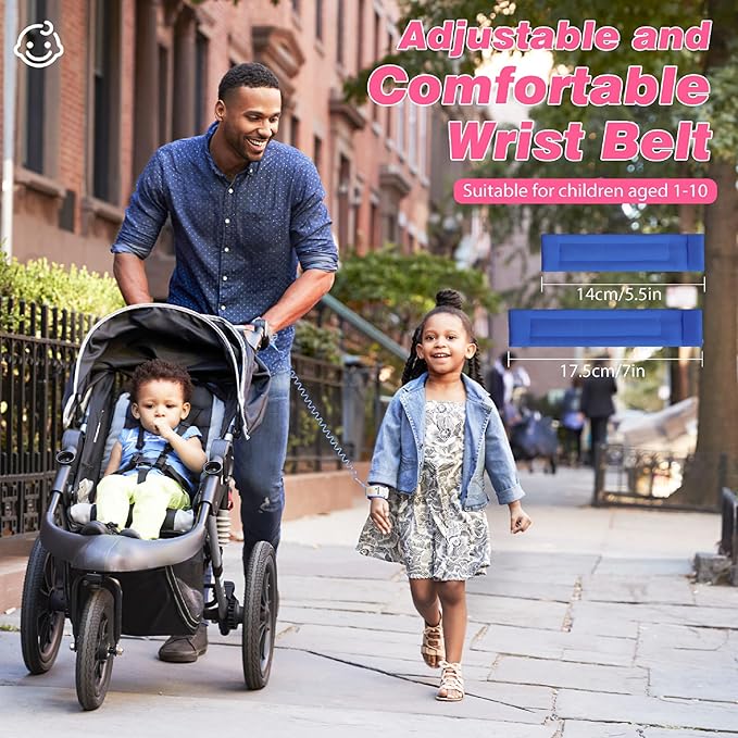 Zooawa Toddler Leash 2Pack, Toddler Kids Harness Anti Lost Wrist Link with Magnetic Lock, Reflective Safety Walking Harness Wristband Leashes for 2,3,4 Years Old Boys Girls, Blue+Pink