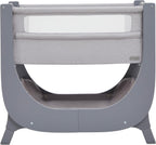Air Lite Bedside Infant Crib | Breathable Mesh Sides, Drop-Down Panel, Reflux Incline, Adjustable Height, Compact Co-Sleeper Crib with Mattress - Grey