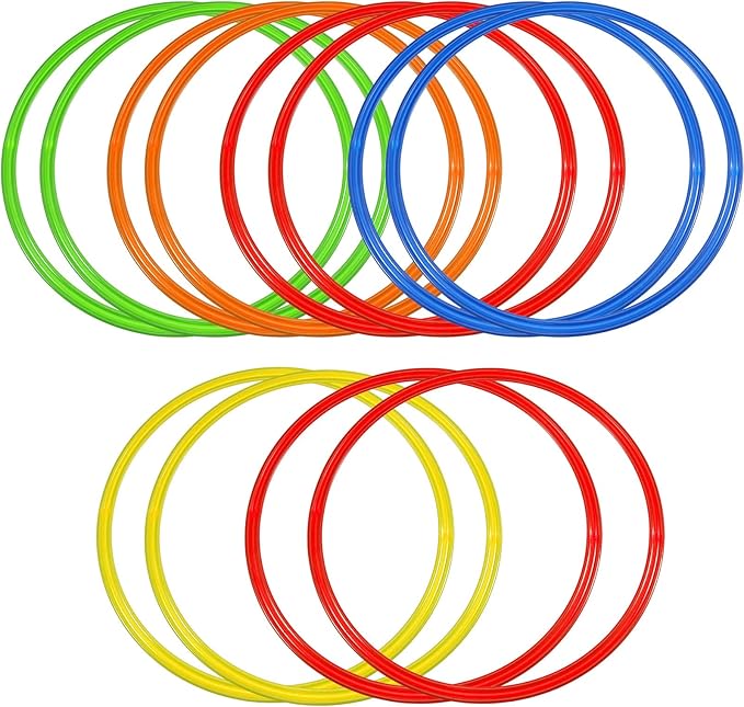 Libima Obstacle Course Ring Set Exercise Hoop Large Hoop Plastic Toys Playground Toys for Gymnastics Practice Party Games Educational Activities Holiday Decor, 5 Colors(12 Pcs,30 Inch)