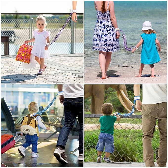 Accmor Anti Lost Wrist Link with Induction Lock, 2 Pack Upgraded Toddler Leash, Reflective Kids Wrist Leash for Baby, Child Walking Wristband with Magnetic Unlock Design for Boys & Girls (6.5ft)