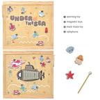 Wooden Playpen Extra Large for Toddlers and Babies - Under The Sea Theme Toy Desighn - (8/10) Wood Panels - Foldable and Adjustable Baby playpen - Extra Large Baby playpen (8-Panels)