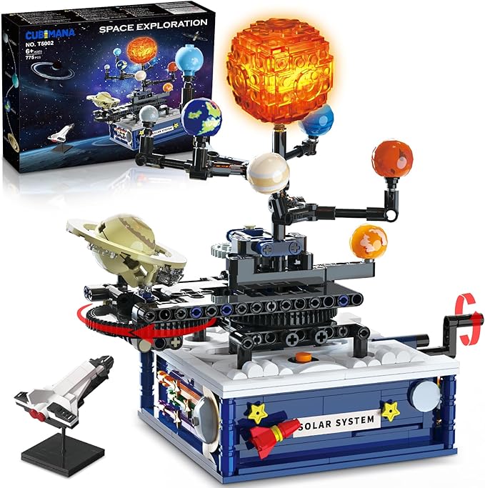 Solar System Building Sets with Light - Rotatable Space Exploration Building Toys with 9 Planets & Rocket Sets Science Astronomy Educational Gifts for Boys Girls Age 6+ Years Old Kids(775 PCS)