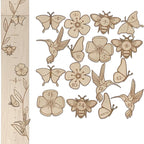 Wooden Growth Chart Markers for Kids Height Measurement, Woodland Shapes.