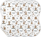 4 Pack Muslin Burp Cloths Dogs Yoga Cotton Baby Burp Cloths Extra Absorbent and Soft Thick Burping Cloth for Newborn Boys Girls 22x11 Inch