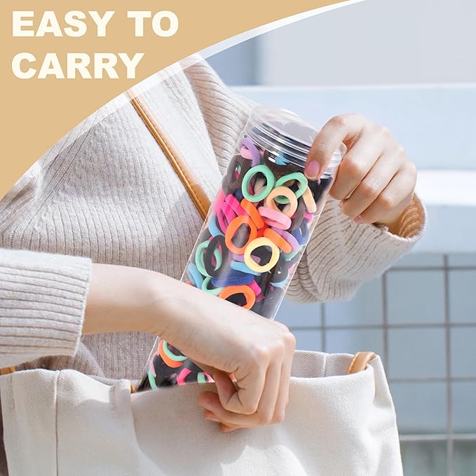 TaShow 500 Count Baby Hair Ties for Infants, Mixed Color, Soft Elastic Ponytail Holders for Toddler Girls, Cotton Baby Girl Hair Ties, 18 Colors