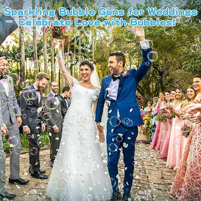 Bubble Gun, 125 Holes Bubble Machine with Lights, Bubble Guns for Kids Ages 4-8 Year Old, Big Bubble Gun Blaster for Wedding, Halloween Outdoor Toy Birthday Bubble Maker Party Favors (Blue)