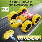 Remote Control Car,RC Car Toys for 6-12 Year Old Boys, Off Road RC Stunt Car 4WD 360° Rotating Remote Control Car for Kids, Boys Girls Gifts for Birthday, Christmas Yellow