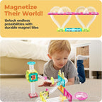 PicassoTiles Magnet Tiles Building Block Travel Size Magnetic Marble Run Construction Toy Set Mini Diamond Marble Racetrack Building Blocks Playset Education STEM Learning Kit Boy Girl 3+ PTMG45