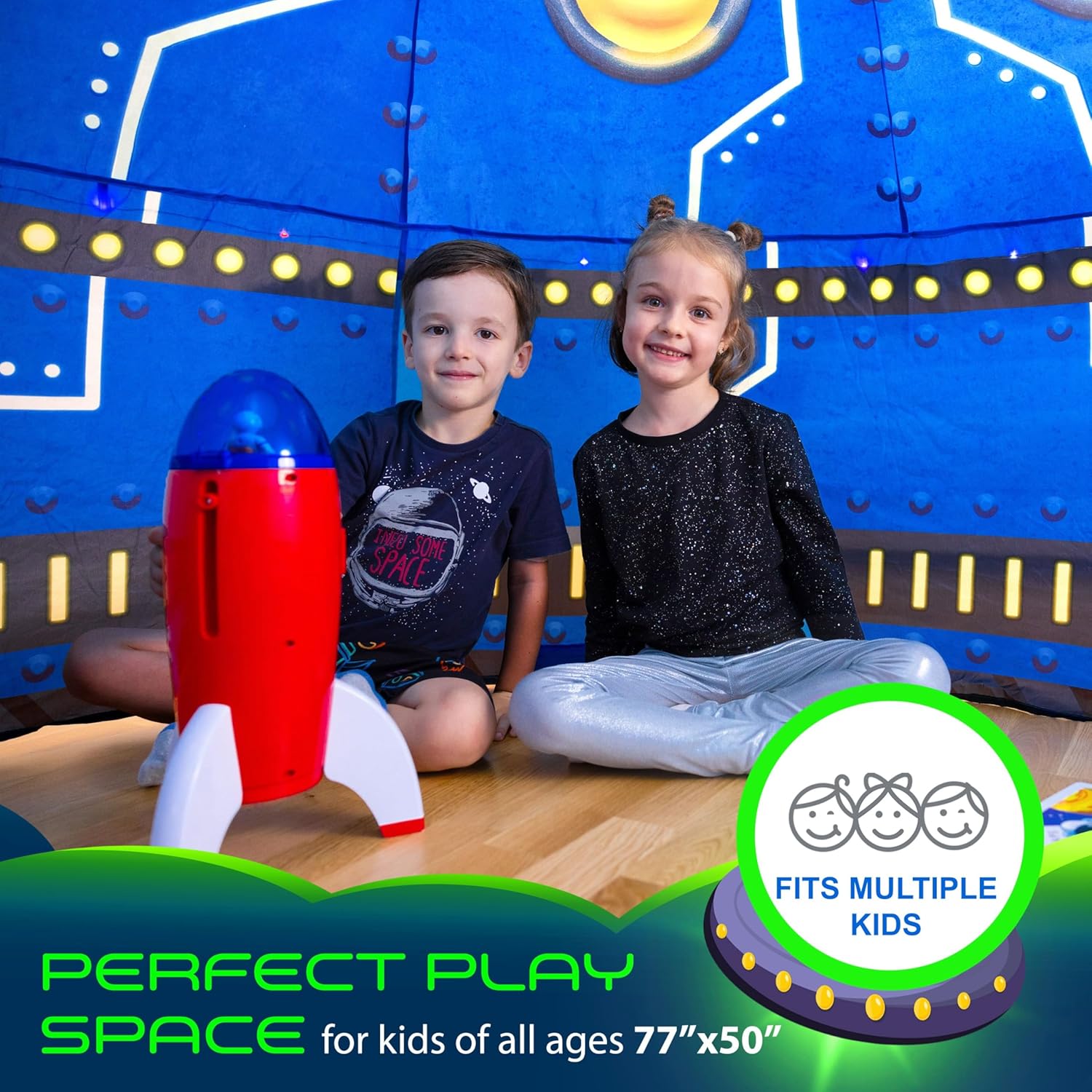 W&O Glowing UFO Aerodome with LED Lights & UFO Sound Button – Glows in The Dark, Offering an Extraordinary Space Adventure for Kids Ages 3-12 (Fan Not Included)