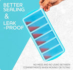 1/2 Cup Silicone Freezer Tray With Lid - Silicone Freezer Molds 2-Pack For meal prep & freezing of various sauces and other dishes, makes 12 perfect 1/2 cup portions cubes,oven and dishwasher safe