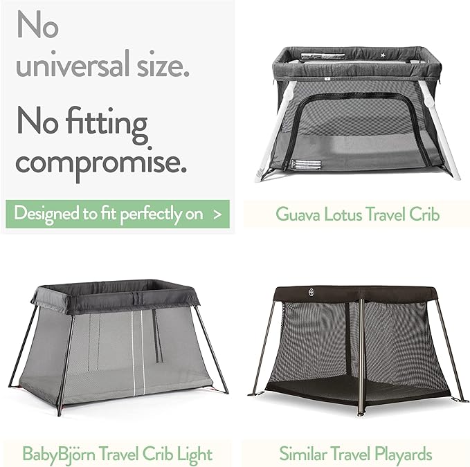 Joey + Joan Travel Crib Fitted Sheets for Baby Bjorn, Guava Lotus Travel Crib and 24 x 42 Inch Travel Light Playard Mattress – Snuggly Soft 100% Jersey Cotton – Cream + Brown – 2 Pack