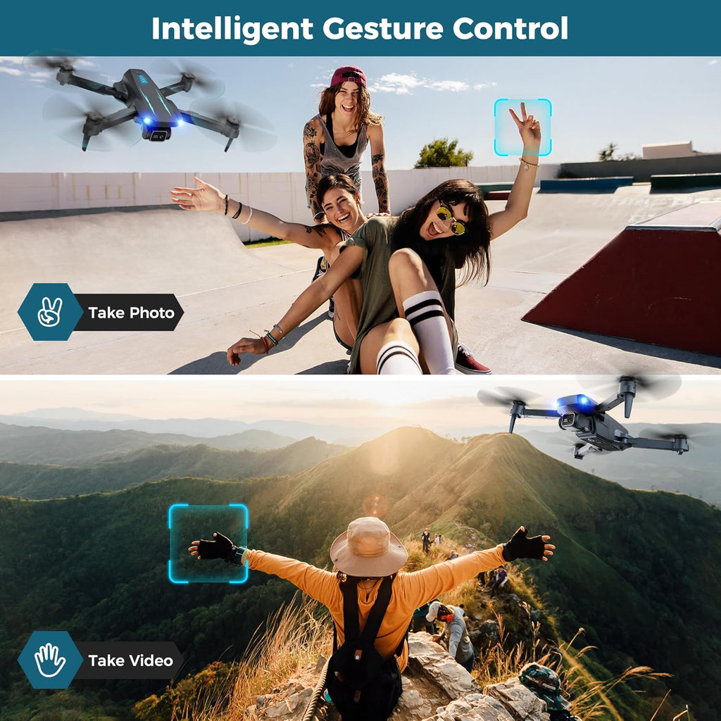 Drone with Camera, Mini Drone for Kids with 1080P HD FPV Camera, One Key Take Off/Land, Altitude Hold, 360°Flip, Waypoint Fly, Gestures Selfie, 3 Speed, 2 Battery Toys Birthday Christmas Gifts for boys