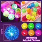 Bouncy Light Up Ball for Kids - LED Flashing Spiky Sensory Toys for Kids with Autism Stress Balls for Toddlers 1-3 Fidget Toys Sensory Balls Glow in The Dark for Novelty Noisemaker Toys for Parties
