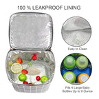 Breast Milk Cooler Bag with Ice Pack Fits 4 Baby Bottles Up to 9 Ounce, Baby Bottle Bag Great for Nursing Mom Daycare, Grey