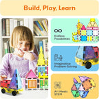 PicassoTiles 101 Piece Magnetic Tile Building Blocks Set with Durable Storage Bag STEM Educational Construction Magnet Toy Kit for Toddlers Preschool Kids Boys Girls Age 3 Plus Indoor Learning PT06
