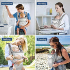 Baby Carrier with Hip Seat,Ergonomic M Position 6in1 Baby Carrier Newborn to Toddler,Head Support and Breathable Mesh Newborn Carrier,Adjustable Baby Holder Carrier for Dad&Mom-Grey
