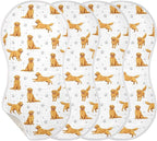 4 Pack Muslin Burp Cloths Golden Dogs Paw Prints White Cotton Baby Burp Cloths Ultra Absorbent and Soft Thick Burping Cloth for Newborn Boys Girls 22x11 Inch