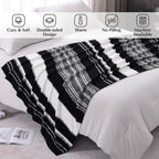 WRENGONGE Black White Throw Blanket, 50x70 Soft Cozy Striped Throw Blankets for Couch, Sofa, Bed, Travel, Lightweight Fluffy Warm Plush Decorative Blankets for Women, Men,Kids Gift