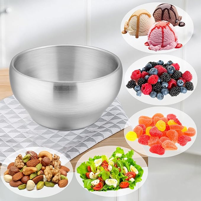 LIANYU 2-Piece 304 Stainless Steel Toddlers Bowls, 12oz Small Bowls for Kids Children Baby, Feeding Set for Soup Dinner, Heavy Duty & Double-Walled, Dishwasher Safe