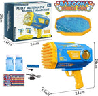 BOMOCO Bubble Gun,125 Holes Bubble Machine Bubbles for Kids Age 3-12,Bubble Blaster Gun with Bubble Solution Summer Outdoor Bubble Toys Birthday Wedding Halloween Party Favors Gifts Bubble Maker,Blue
