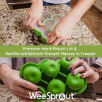WeeSprout Silicone Freezer Tray with Clip on Lid Perfect Food Storage Container for Homemade Baby Food, Vegetable, Fruit Purees, and Breast Milk (Bright Grey, Six 3 Ounce Sections)