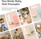 4 Piece Wooden Baby Hair Brush and Comb Set for Newborns & Toddlers in Chic Gift Box - Ultra Soft Natural Goat Hair and Wood Baby Brush Set Prevents Cradle Cap - Perfect Registry Gift (Pink)