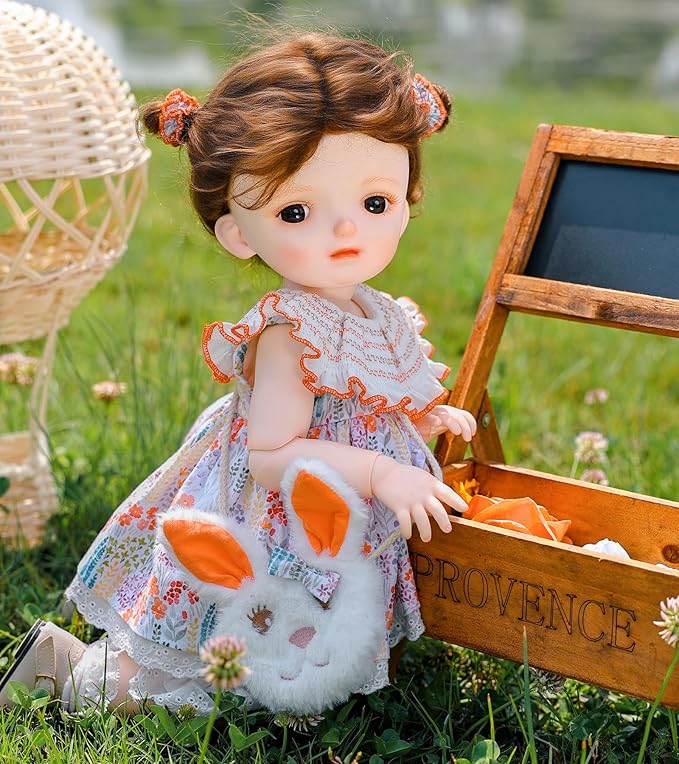 BJD Dolls, 1/4 Ball Jointed Doll Fullset with 15 Articulated Joints and Brown Glass Eyes, 20 Inch (50cm) Full Vinyl Girl, Collectible Reborn-Style Doll for Ages 14+, Gift Box Packaging