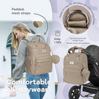 RUVALINO Diaper Bag Backpack-Multifunction Baby Travel Bag with Changing pad, Insulated Bottle Holders & Pacifier Case, Large Capacity, Waterproof, Clay