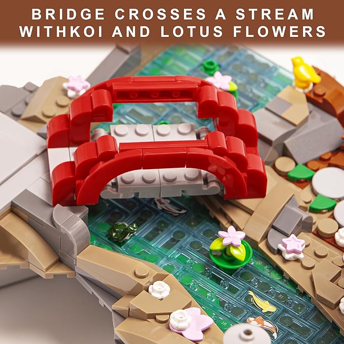 Japanese Garden Building Set, Cherry Blossom Bonsai Tree House Building Block for Adults Japanese Tranquil Garden for Home and Office Decoration Set (916 PCS)