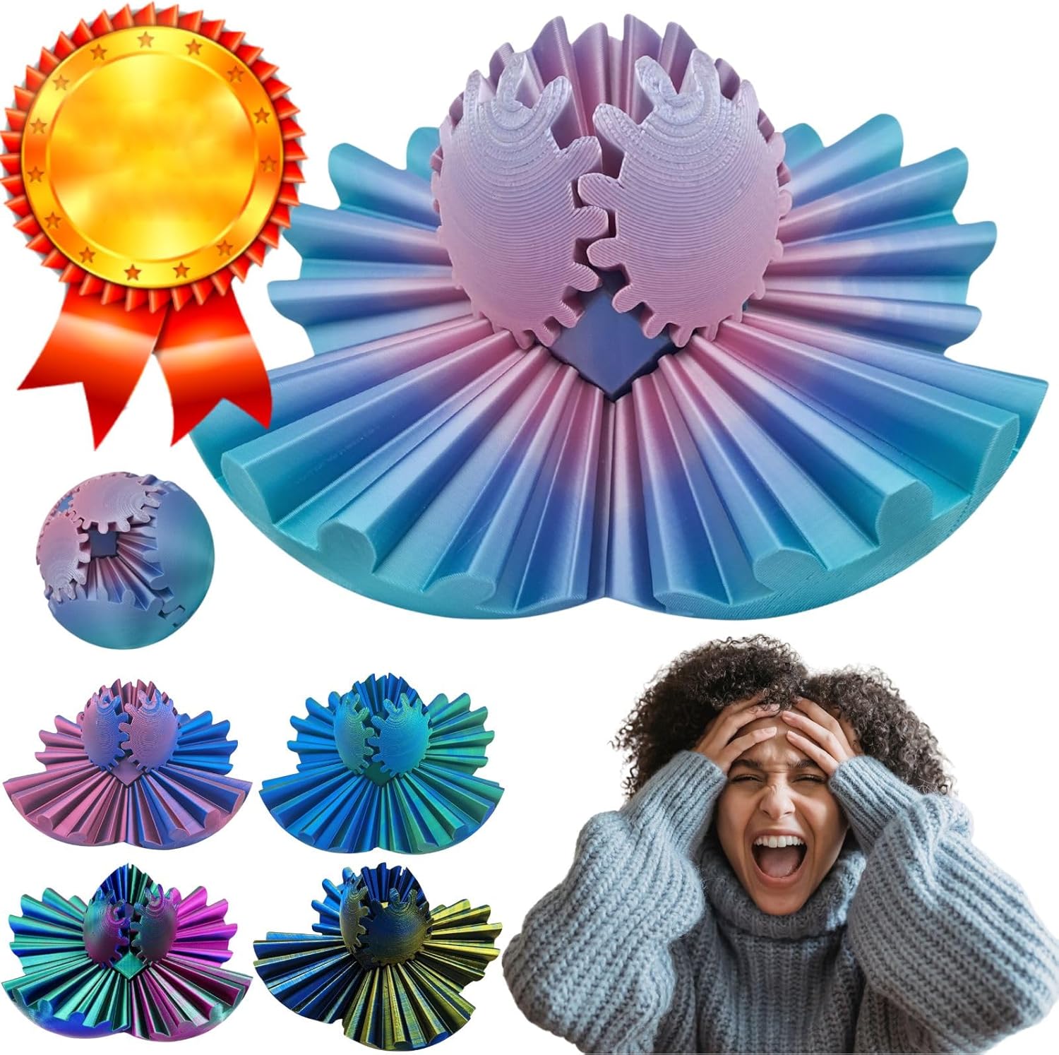 Gear Ball for ADHD 3D Printed Gear Ball Steampunk Whirling Wonder Fidget Toy Gearsphere Gear Ball for Stress and Anxiety Relaxing Fidget Ball Ideal for Sensory Needs and Autism (Mini)