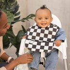 Tiny Twinkle Mess-Proof Baby Bib - Waterproof Bib for Baby Boy or Girl - Machine Washable - Adjustable Closure - PVC, BPA, & Phthalate Free - Great for Travel - Baby Food Bibs (3 Pack, Checkers Boy)