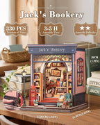 CUTEBEE Book Nook Kit - DIY Miniature House Dollhouse Kit for Adults and Teens, Booknook Tiny House Bookstore Library Bookshelf Decor 3D Wooden Puzzle, Gifts for Family, Friends (Jack’s Bookery)