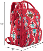 Wrangler Aztec Backpack Organized Daypack Travel Baby Bag with Stroller Strap and Side Bottle Pockets WG2204-9110BDY