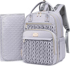 Diaper Bag Backpack,Stylish Baby Diaper Bag,Waterproof Travel Diaper Backpacks Baby Bags with Changing Pad,Stroller Straps,Insulated Pockets (Gray)