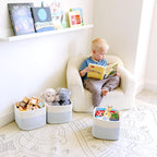 NaturalCozy Storage Cubes 9”x9”x7”Cotton Rope Woven Baskets for Organizing 3-Pack | 9 Inch Cube Storage Bin | Small Basket for Shelf Nursery, Pantry, Decorative Plant, Bathroom Closet, Toy Gift