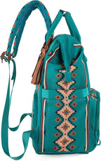 Wrangler Diaper Bag Backpack Aztec Travel Backpack Purses Western Multi-Function Baby Bags for Mom with Waterproof Insulated Pockets
