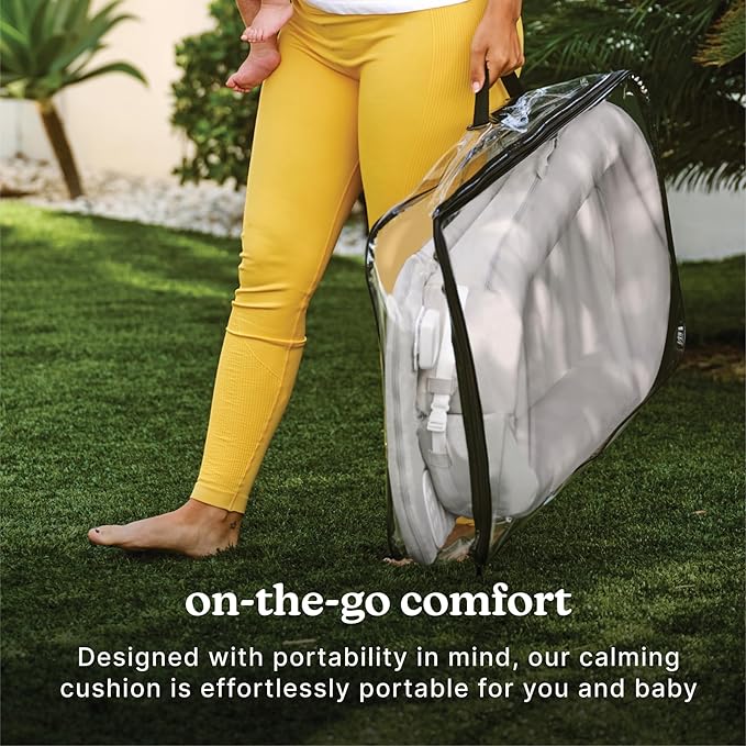 MyBaby 3-in-1 Calming Baby Cushion, Soothing Comfort for Newborns & Infants, Snuggling Sensation, Sound and Vibration, Designed for Safety, Rechargeable & Machine-Washable, by Homedics, Gray